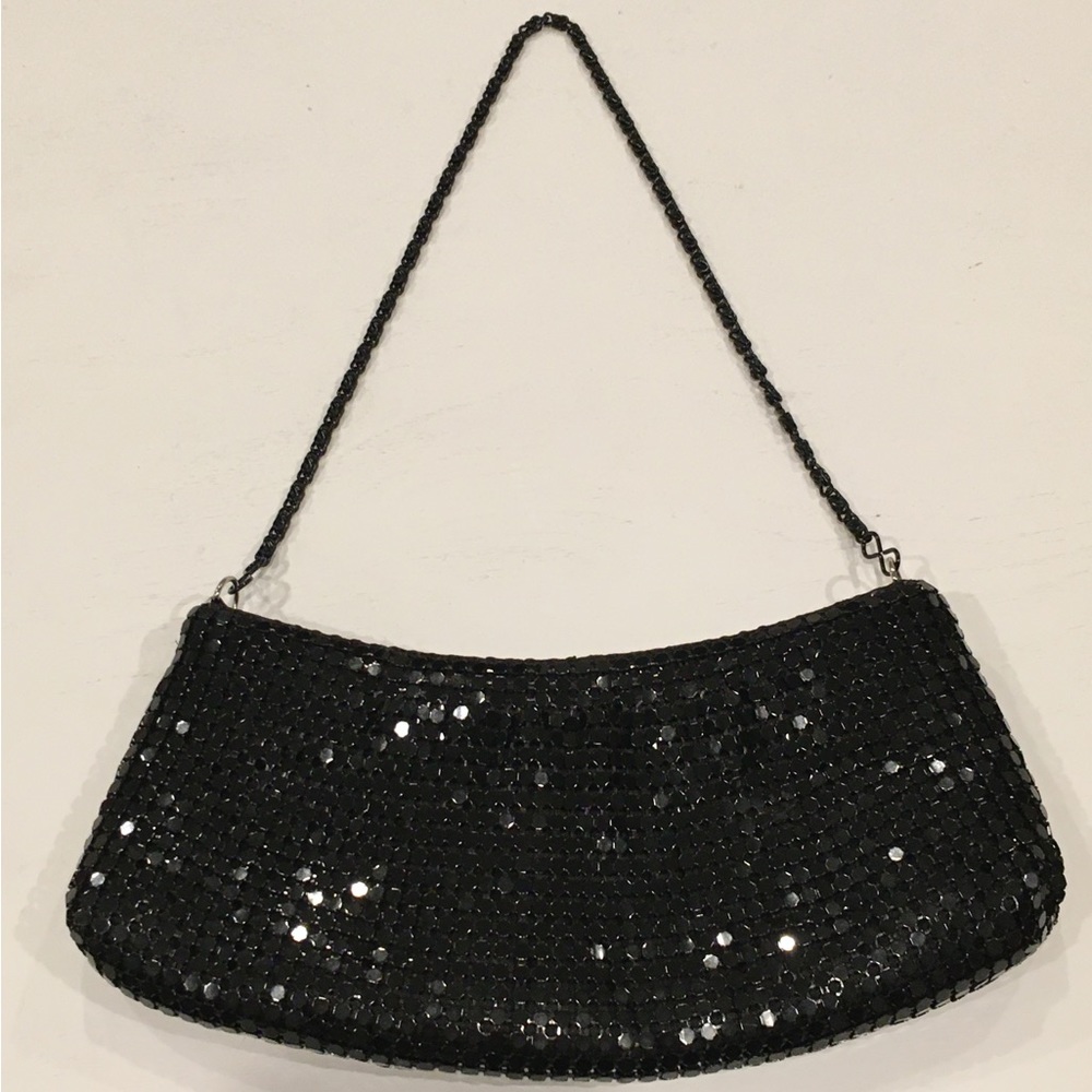 Black Metal Mesh Mini Clutch Bag